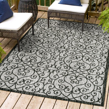 Madrid Vintage Filigree Textured Weave Indoor/outdoor Area Rug